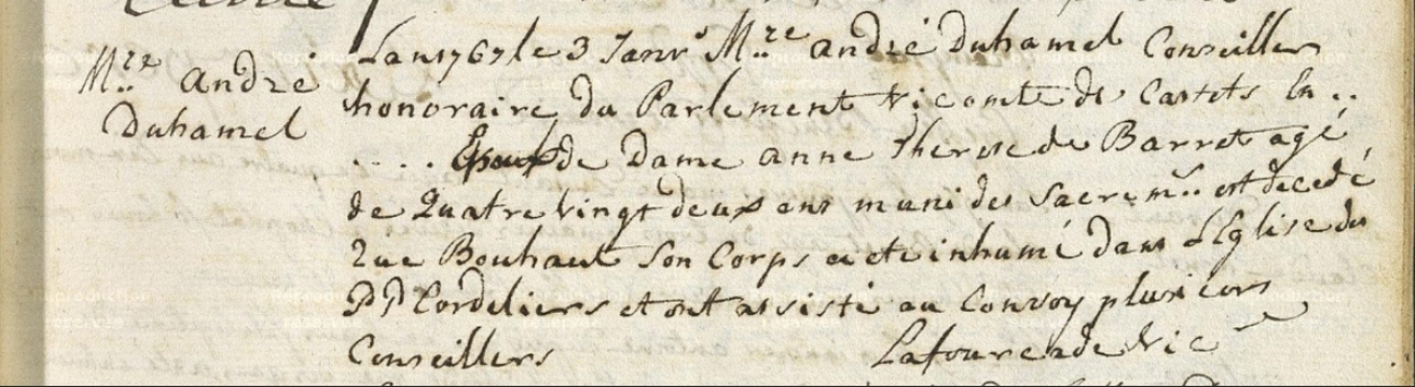 Acte de décès d'André