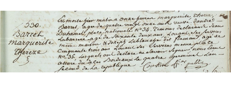 Décès Anne Marguerite Thérèse