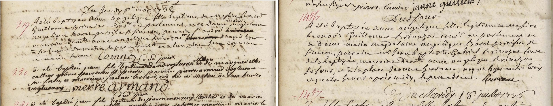 Acte de naissance d'Angélique