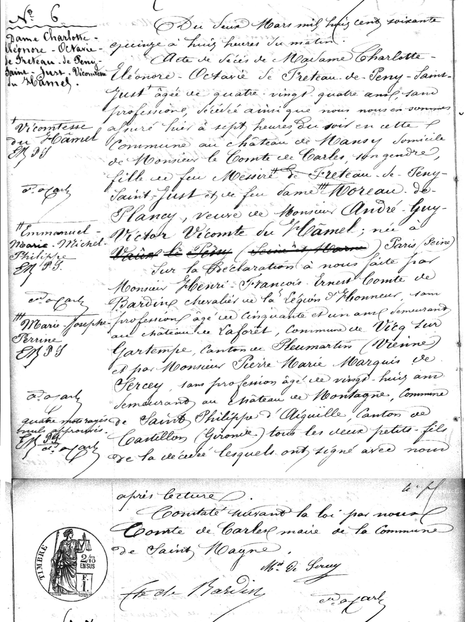 Acte de décès d'Octavie