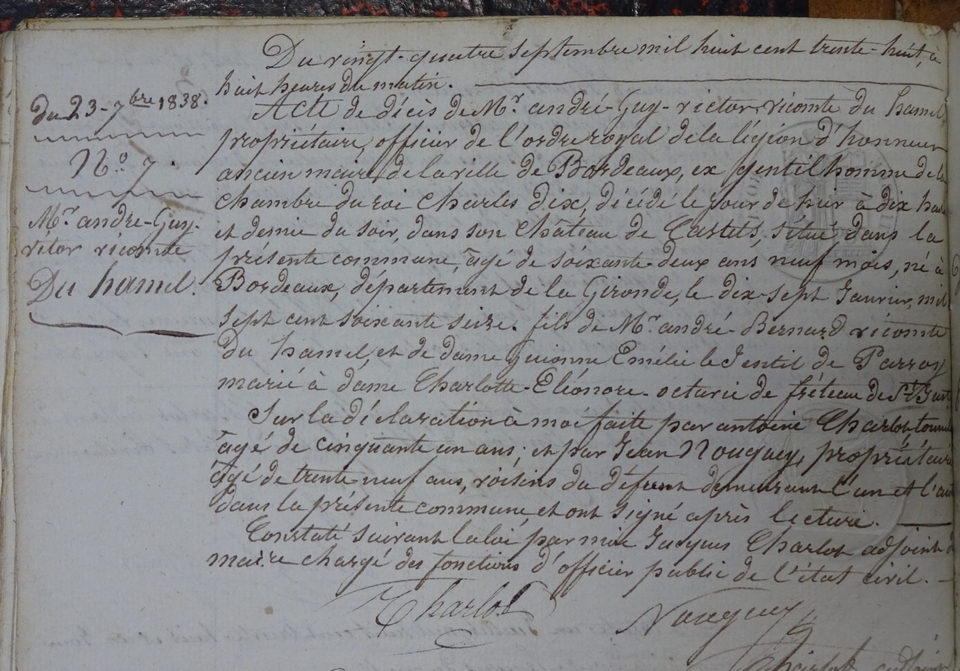 acte décès d'andre-guy