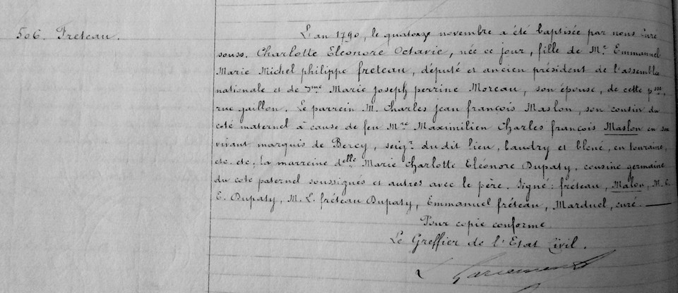 Acte de naissance Octavie