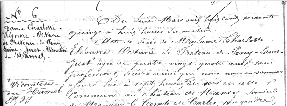 Acte de décès d'Octavie