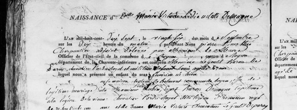 Acte de naissance de Lydie