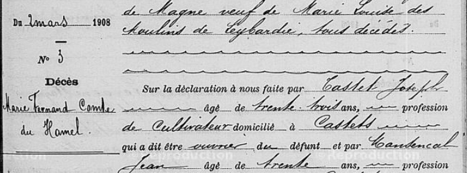 Acte de décès de Fernand