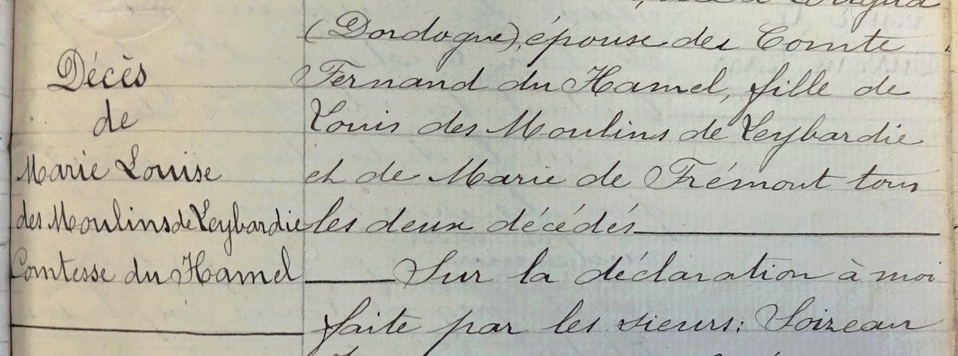 Acte de décès de Marie Louise