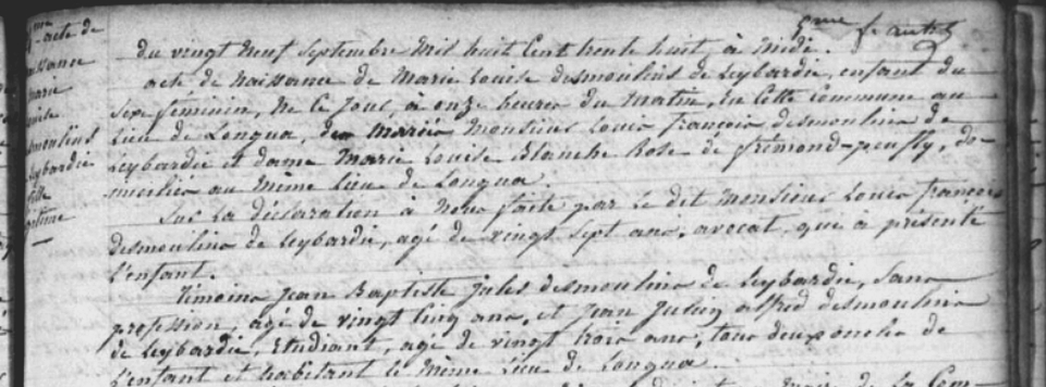 Acte de naissance de Marie Louise