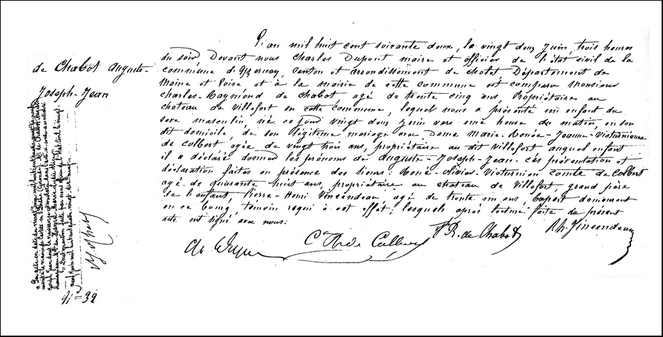 acte naissance de Jean