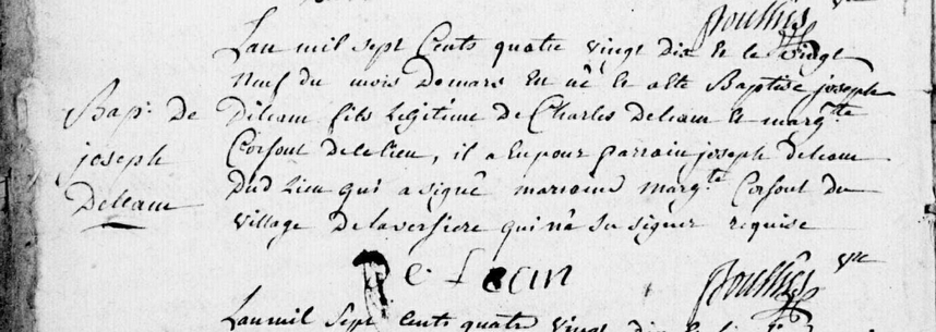 Acte naissance de Joseph DELCAM 