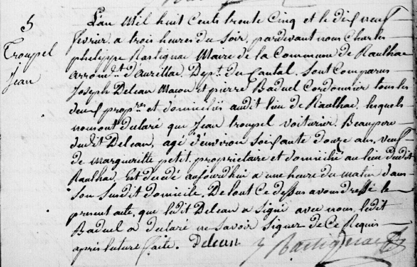 Acte de décès de Jean Troupel