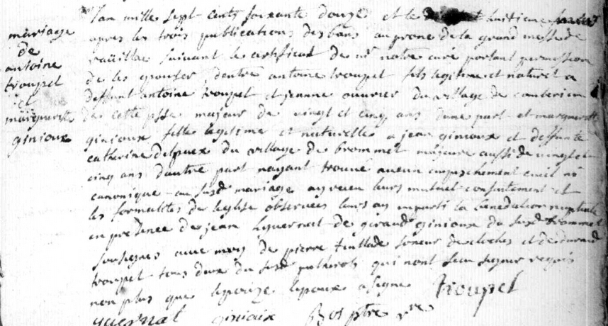 Acte de Mariage d'Antoinette TROUPEL et Jean MAISONNADE