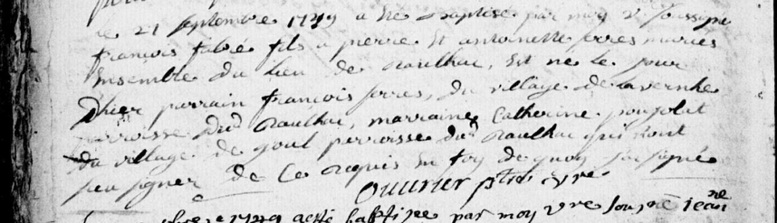 Acte de baptème de François FABRE