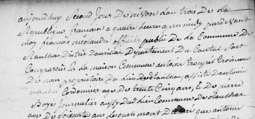 Acte de décès d'Antoine TROUPEL