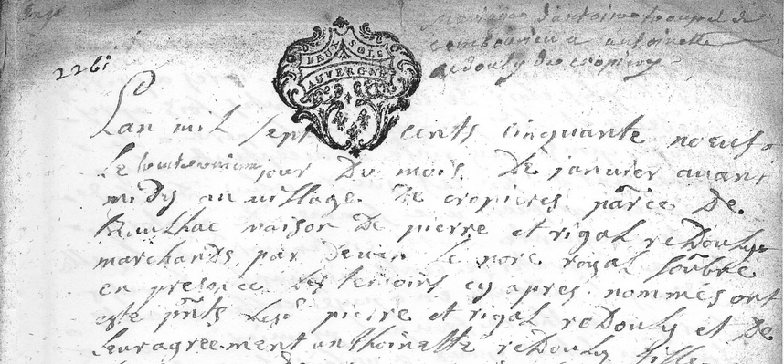 Contrat de Mariage d'Antoine TROUPEL 2ème du nom et d'Antoinette REDOULY